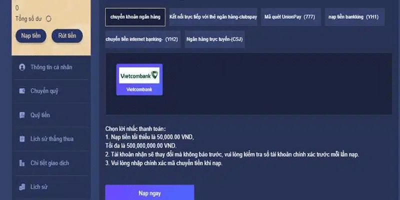 Nạp tiền LUCK8 qua ngân hàng là lựa chọn hàng đầu của cược thủ